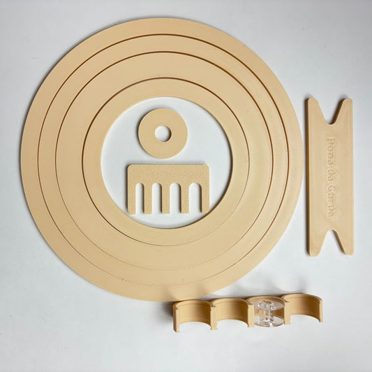 Kit de Moldes e Ferramentas para Cestaria – Medidor de Cordas, Moldes de Base, Porta Bobina e Navete